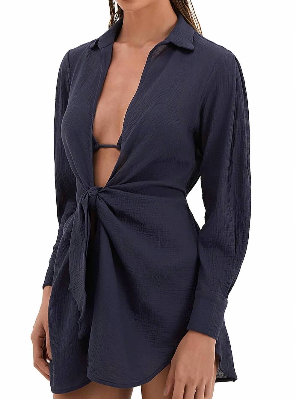 NEW VIX juliete long sleeve swim coverup in blue